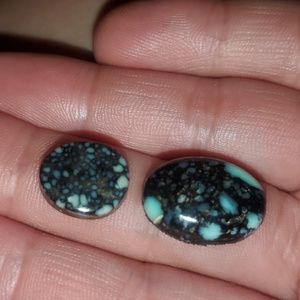 Rare, collectible New Lander turquoise set. Valuable, jewelry grade, backed